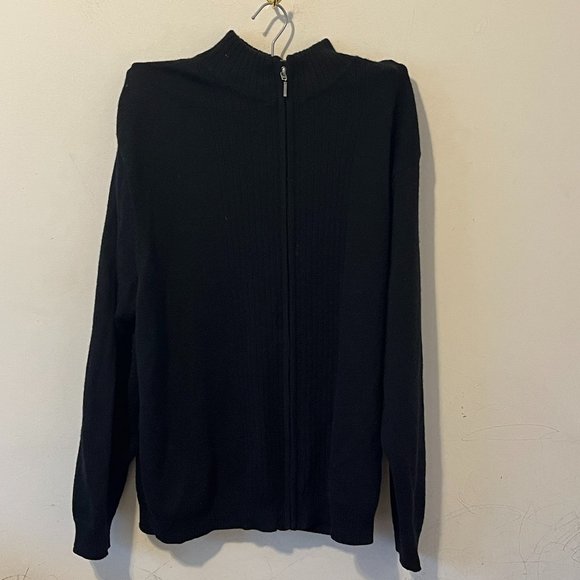 PIERRE CARDIN | Men's Zip Up Cardigan Sweater Black Size Medium - Picture 1 of 5
